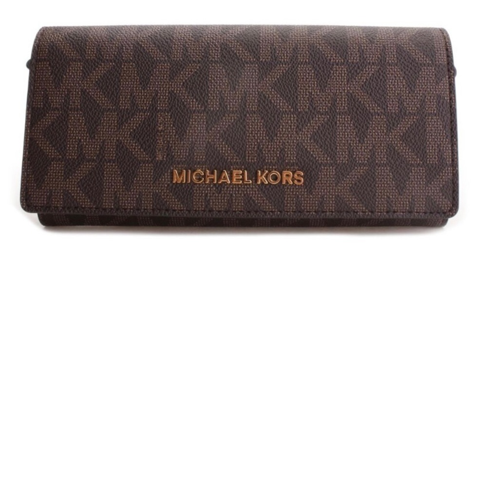Michael Kors Jet Set Travel Wallet Brown Carry All Leather